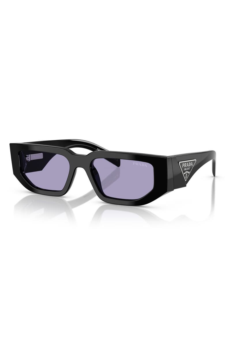 Prada 56mm Rectangular Sunglasses, Alternate, color, Black / Violet