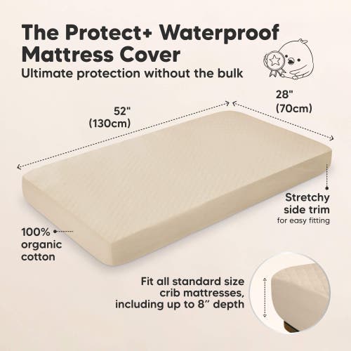 Keababies 2-pack Mavy Protect+ Waterproof Crib Mattress Protector In Oat