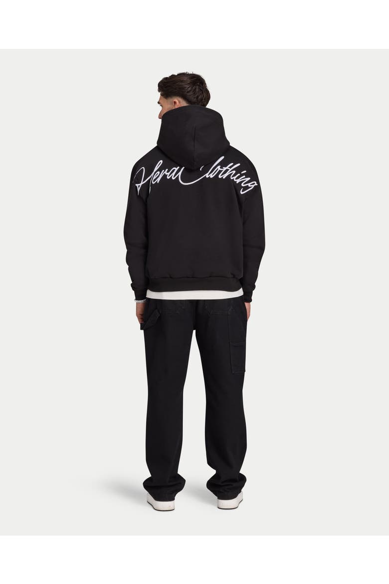 Script Heavyweight Oversized Hoodie, Alternate, color, Black