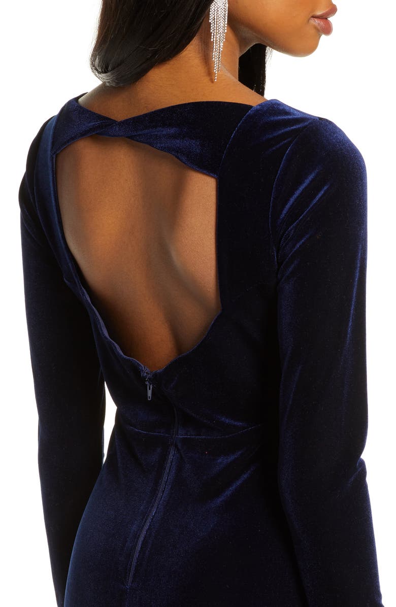 Sequin Hearts Velvet V-Neck Long Sleeve Cocktail Dress, Alternate, color,