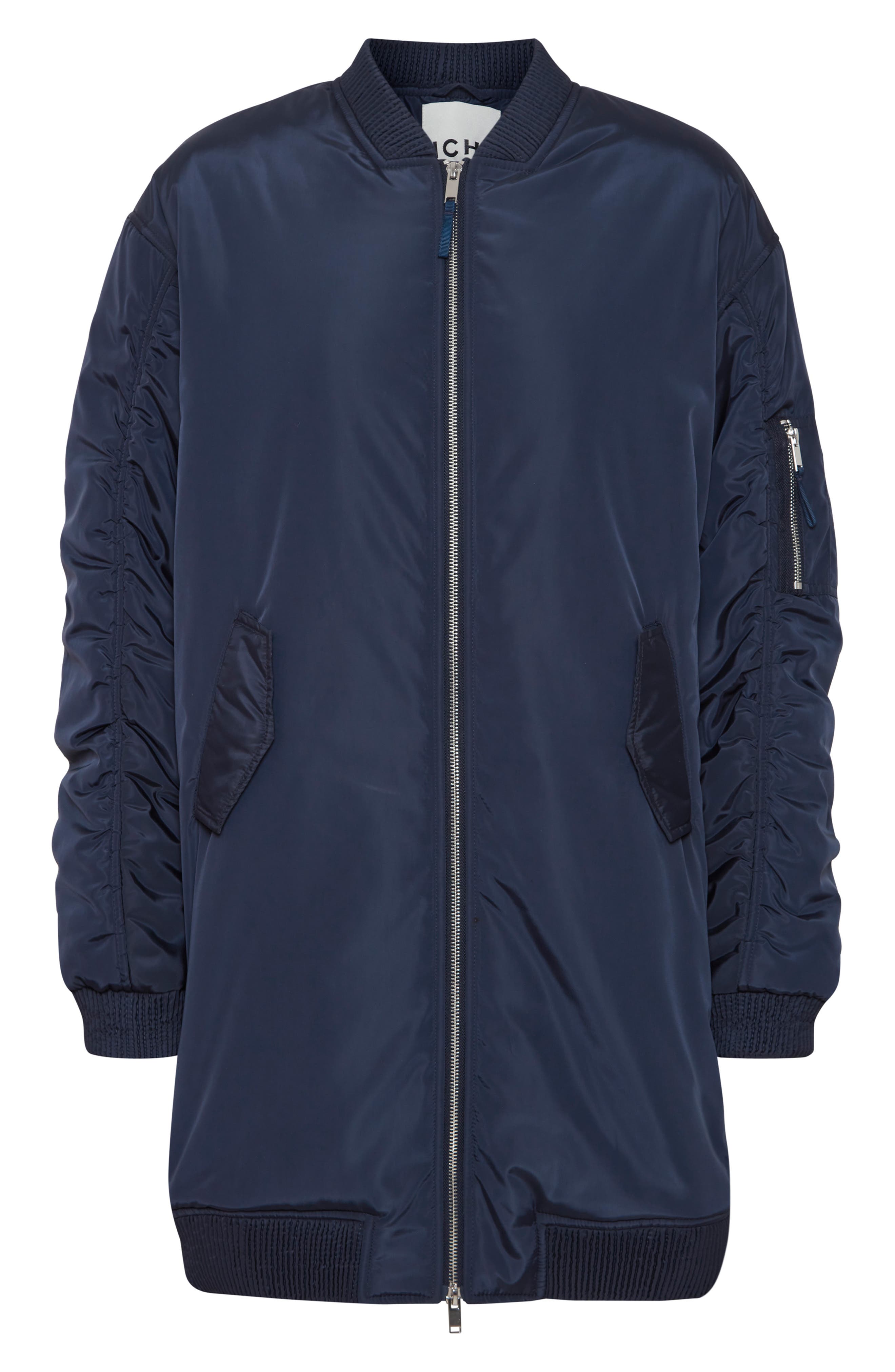 ICHI Oversize Ruched Sleeve Bomber Jacket