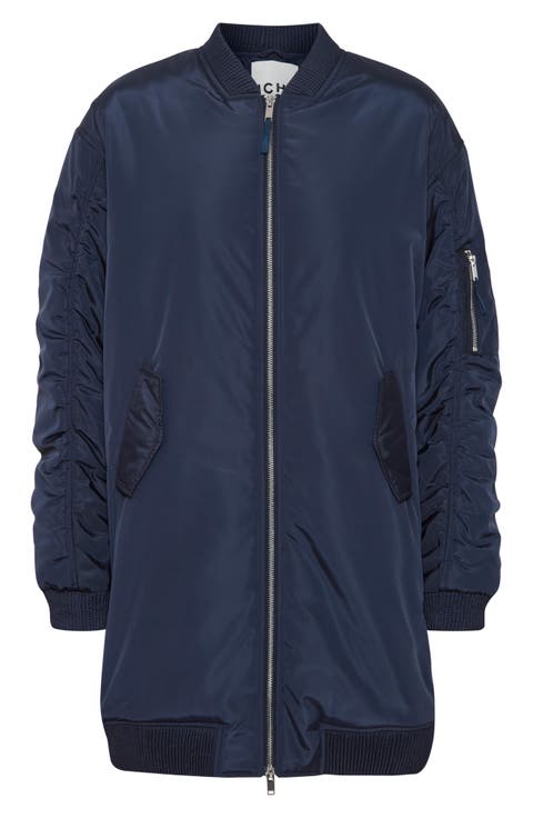 Oversize Ruched Sleeve Bomber Jacket