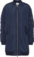 ICHI Oversize Ruched Sleeve Bomber Jacket
