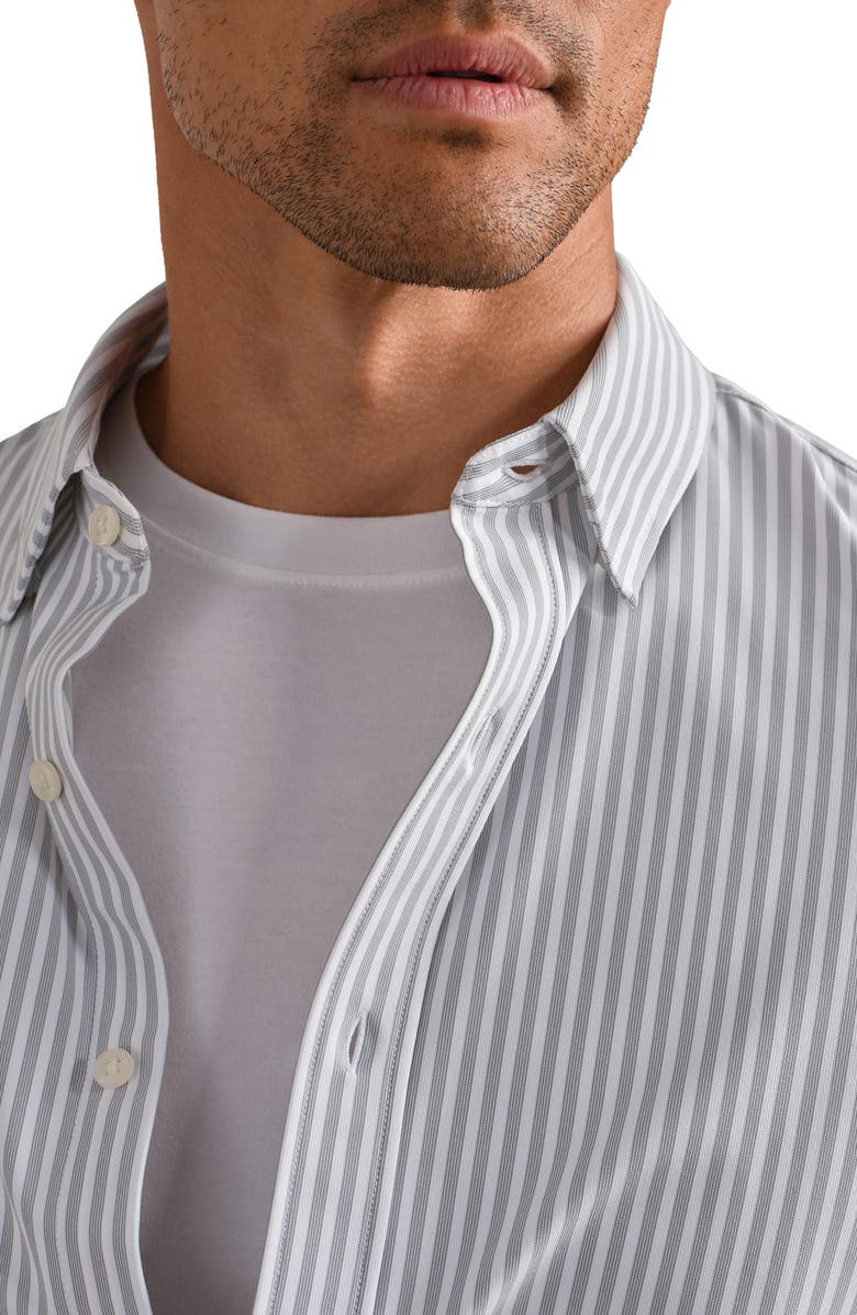 Rhone Commuter Slim Fit Striped Performance Shirt, Alternate, color, Sleet Gray Madison Stripe