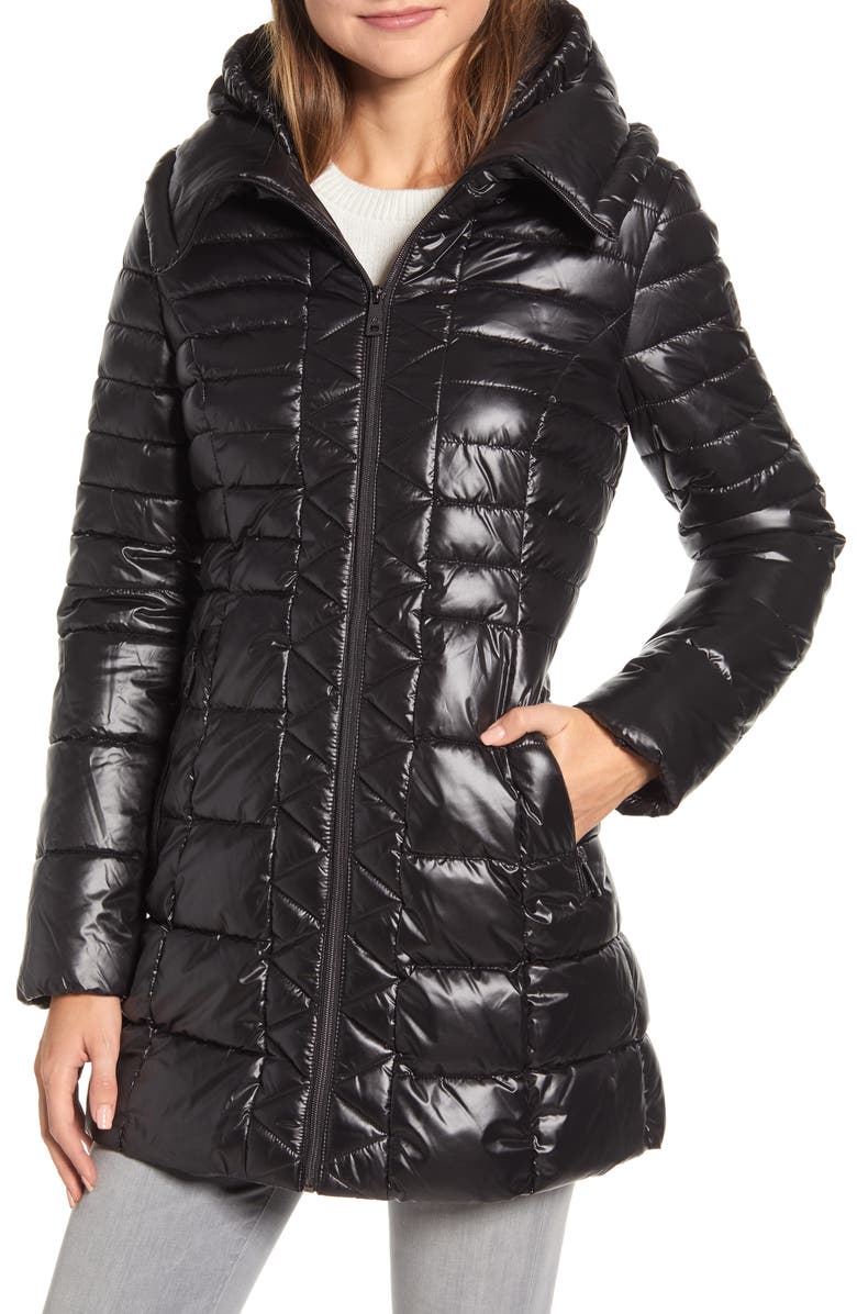 Kenneth Cole New York Hooded Packable Puffer Coat, Alternate, color,