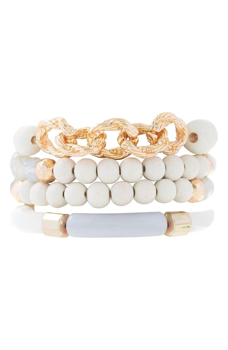 SAACHI Set of Four Wood Beaded Bracelets, Alternate, color, 