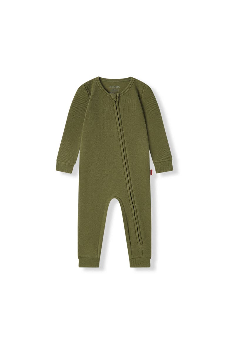Waffle Zipper Pajama, Main, color, Olive