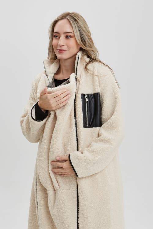 Nom Maternity Teddi Coat In Neutral