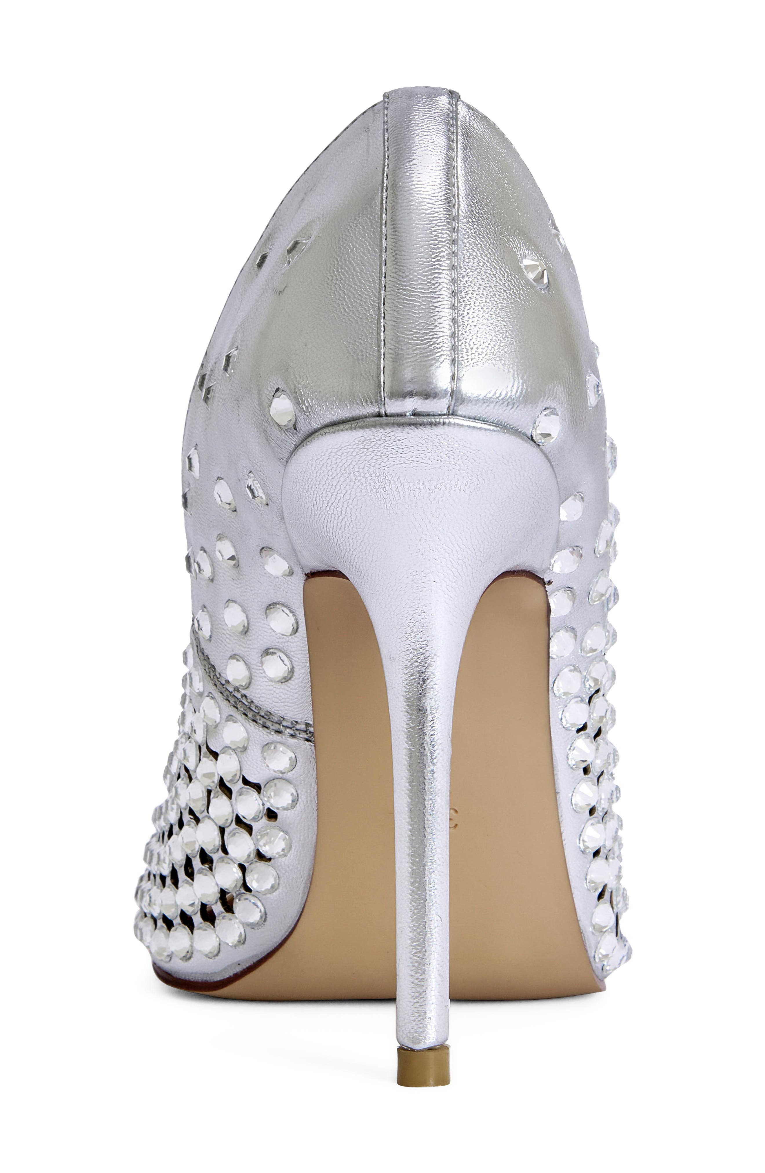 Naos Crystal Pointed Toe Pump, Alternate, color, SILVER
