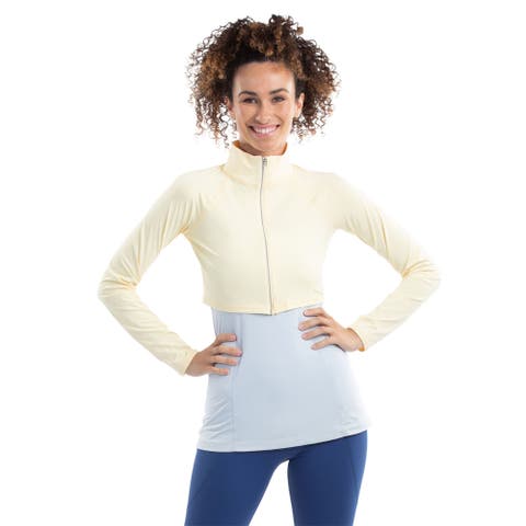 Women's Full Zip Crop Top Sun Shirt