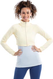 BloqUV Women's Long Sleeve Full Zip Crop Top Sun Shirt for UV Protection