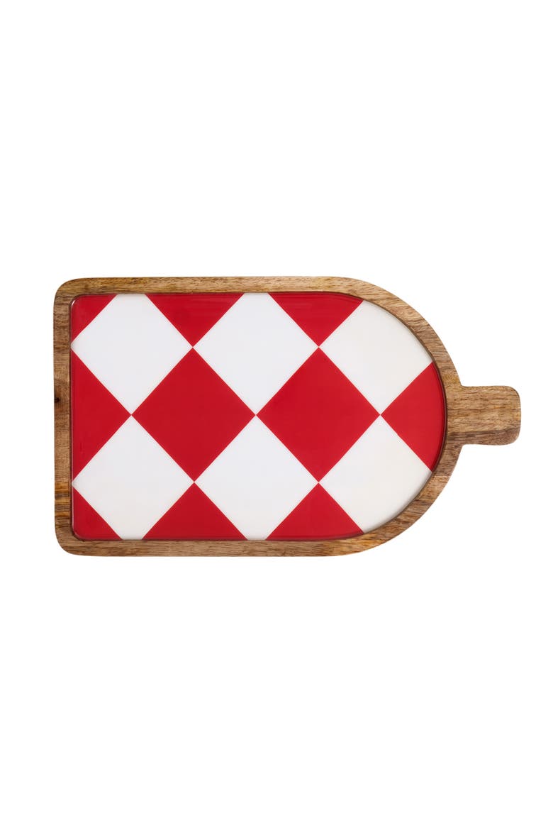 Lakri Mango Wood Serving Board 16" x 9", Main, color, Red
