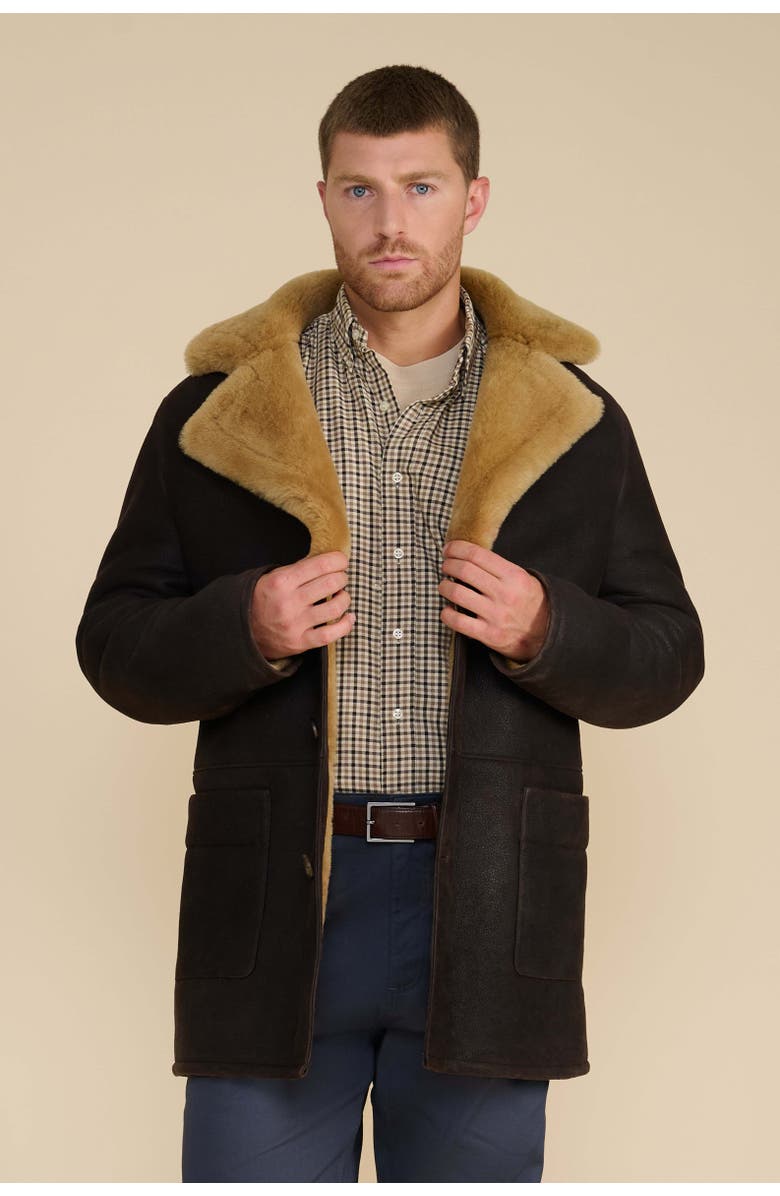 Furniq UK William Shearling Coat, Main, color, Brown