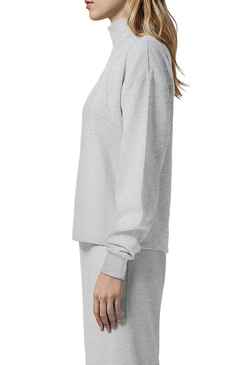 Three Dots Brushed Ribbed Pullover Sweatshirt, Alternate, color, Heather Grey