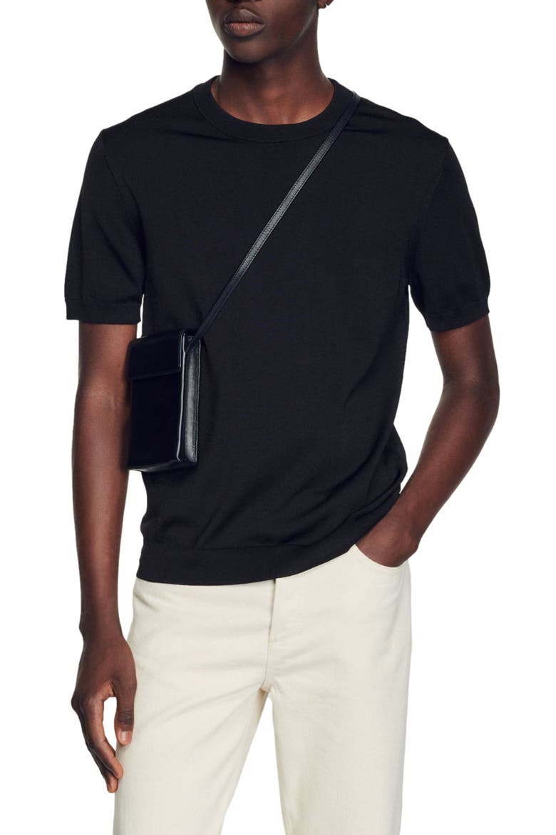 Knitted T-shirt, Alternate, color, BLACK