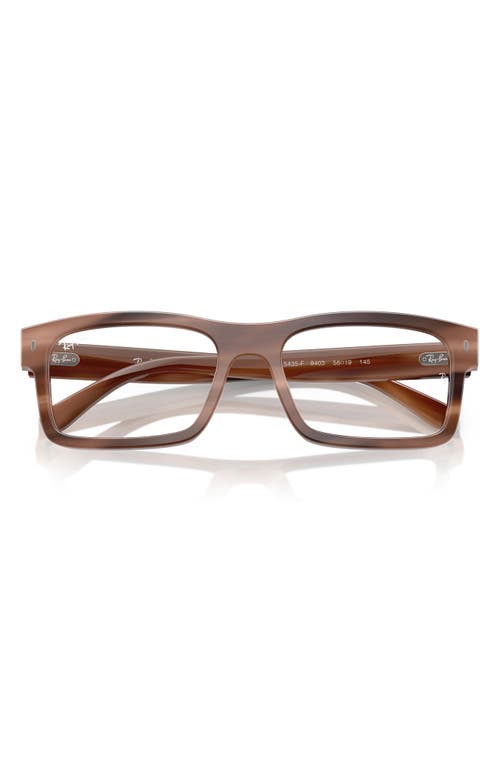 Ray Ban Ray-ban 56mm Rectangular Optical Glasses In Brown Havana