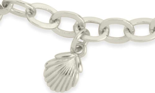 Sterling Forever Truvy Crystal & Freshwater Pearl Charm Anklet In Metallic