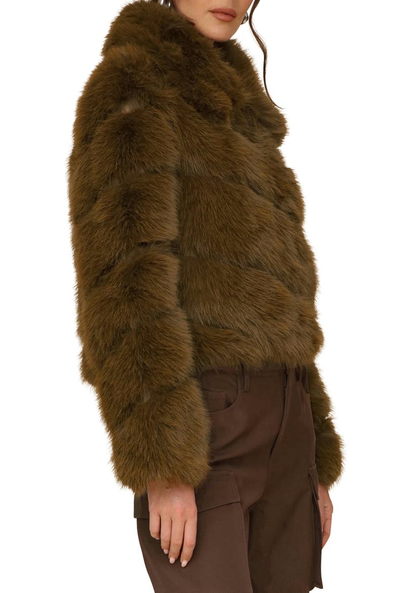 Faux Fur Crop Jacket, Alternate, color, CAPER