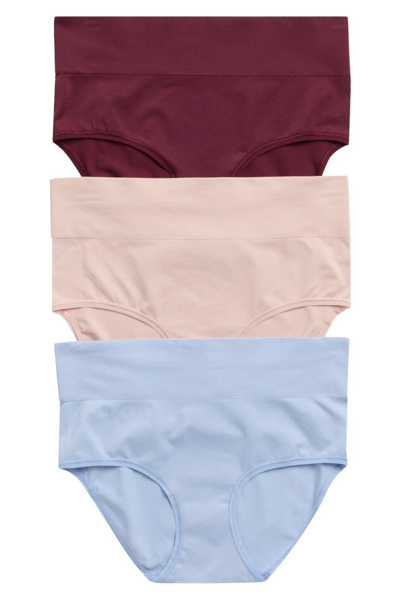 Seamless 3-Pack Briefs, Main, color, BLUE- BURGUNDY- PINK MULTI