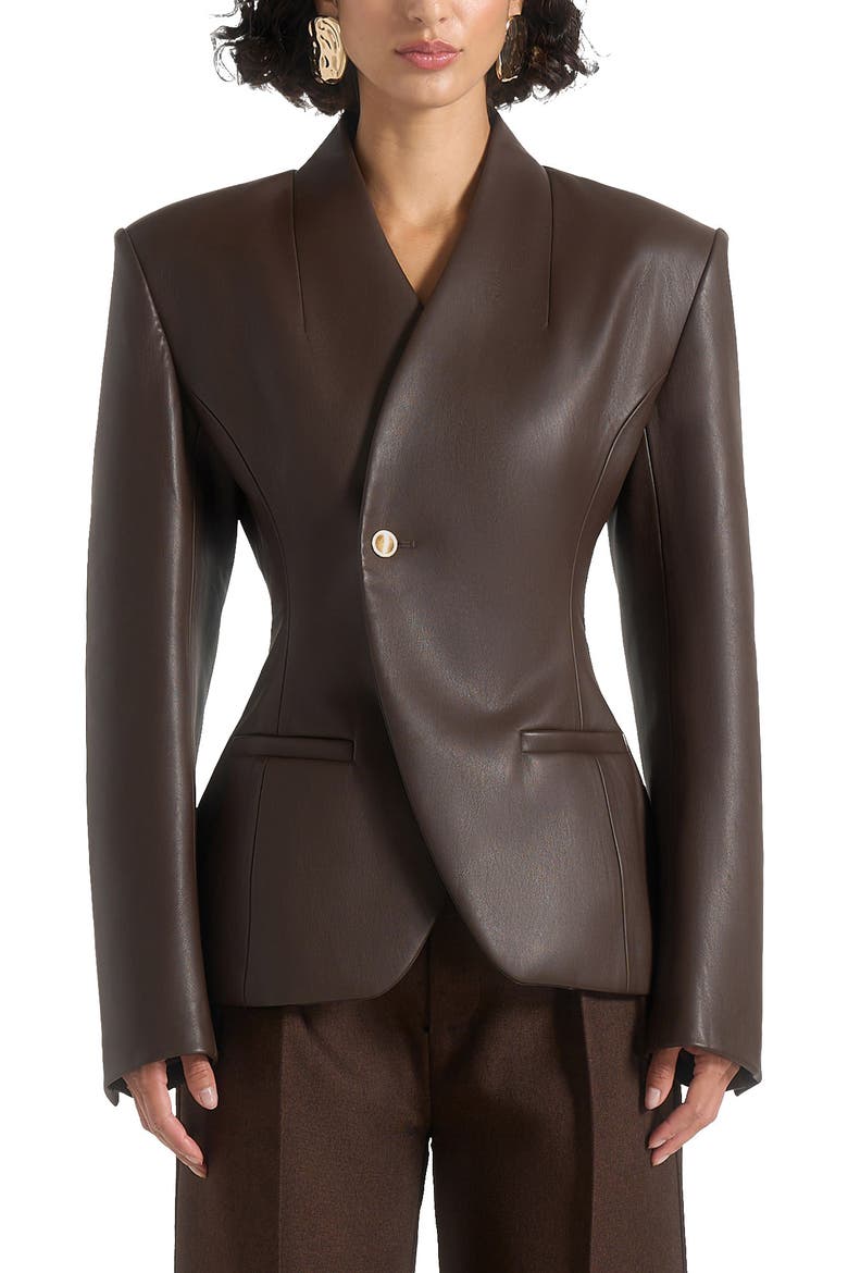 Ina Leather Cinched Waist Blazer, Main, color, Brown