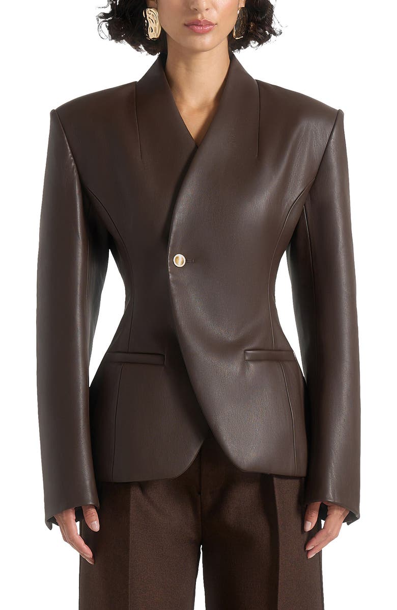 Manière De Voir Ina Leather Cinched Waist Blazer, Alternate, color,