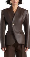 Manière De Voir Ina Leather Cinched Waist Blazer