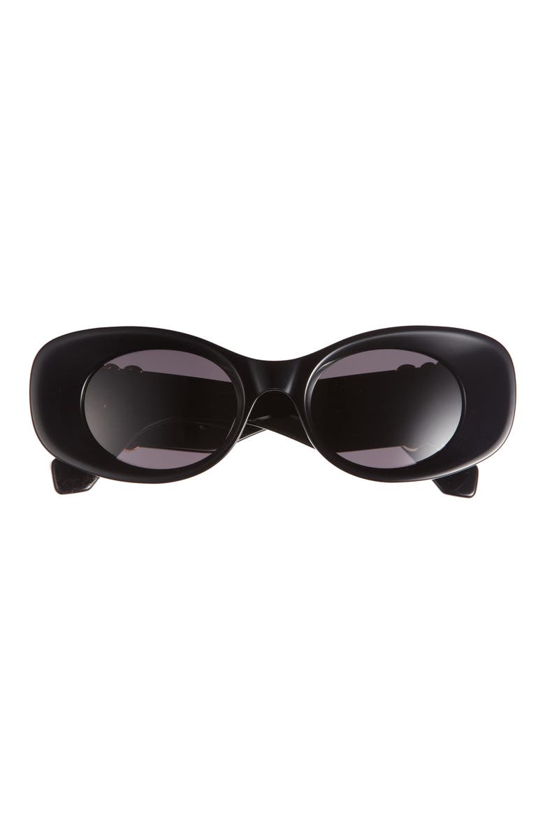 Anagram 49mm Small Rectangular Sunglasses, Main, color, SHINY BLACK / SMOKE