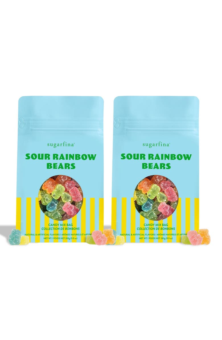 sugarfina Set of 2 Sour Rainbow Bears Gummy Candy, Main, color,