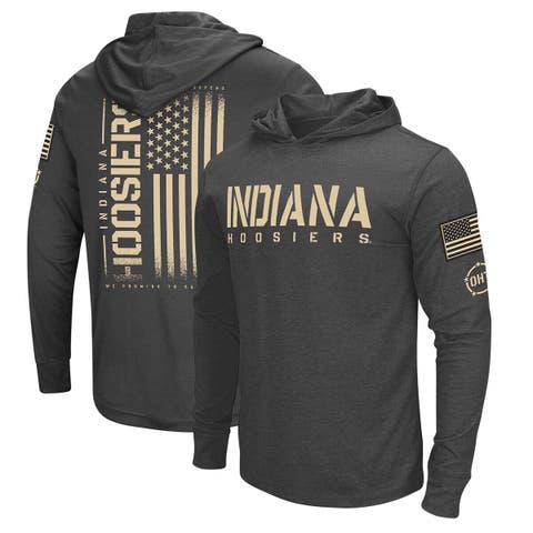 Men's Colosseum Heather Black Indiana Hoosiers Team OHT Military Appreciation Long Sleeve Hoodie T-Shirt