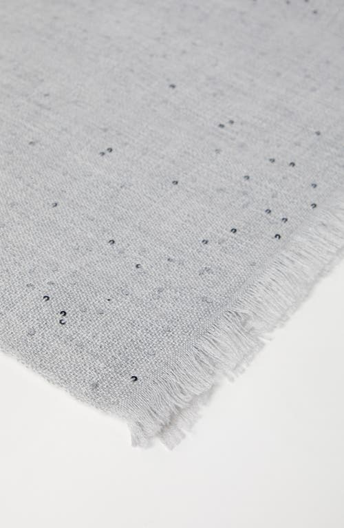 Brunello Cucinelli Cashmere And Silk Diamond Yarn Scarf In Gray