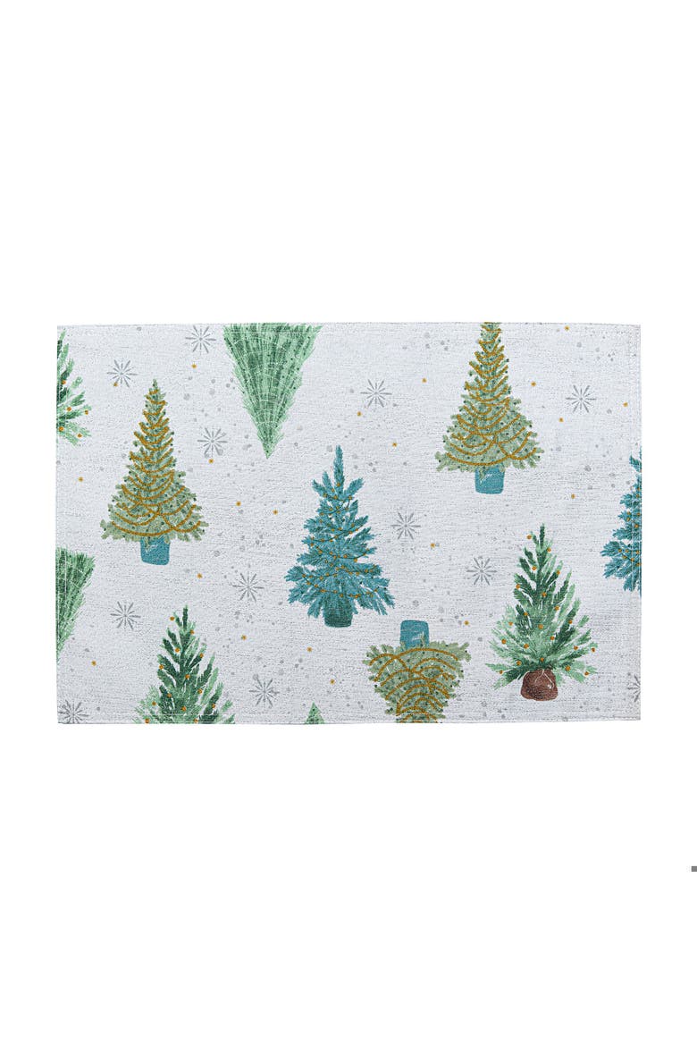 Lucina Twinkle Trees Holiday Lurex Fabric Placemats Set of 4 Multicolor - 13"W x 19"L, Alternate, color, Multicolor