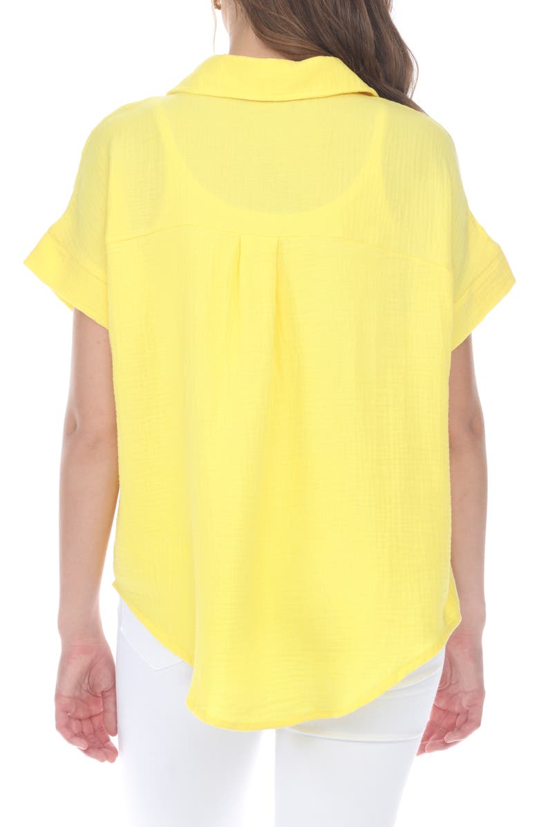 RAIN AND ROSE Cotton Gauze Camp Shirt, Alternate, color, Yellow