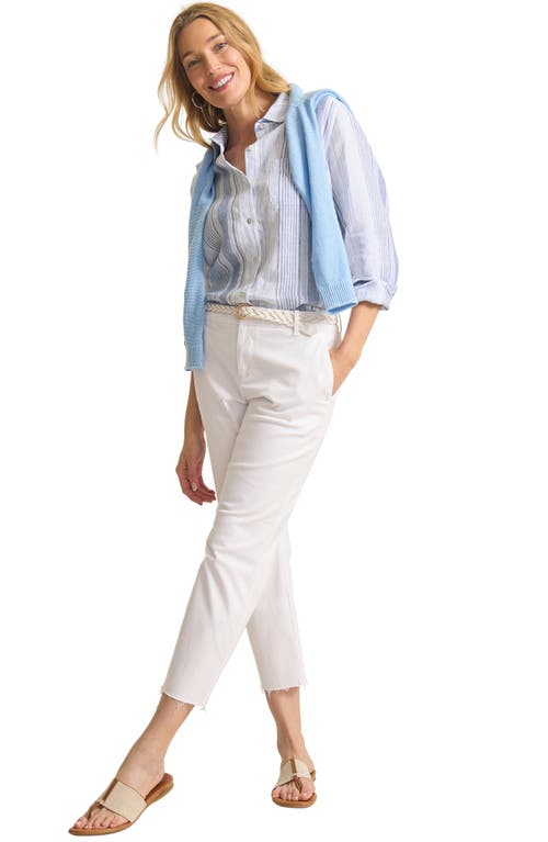 Tommy Bahama Breezy Bay Linen Stripe Button-up Shirt In Chambray Blue