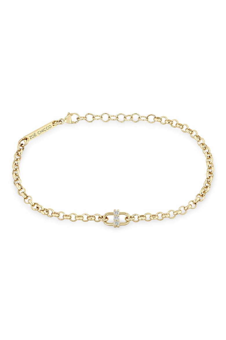 Diamond Link Rolo Chain Bracelet, Alternate, color, 14K YELLOW GOLD