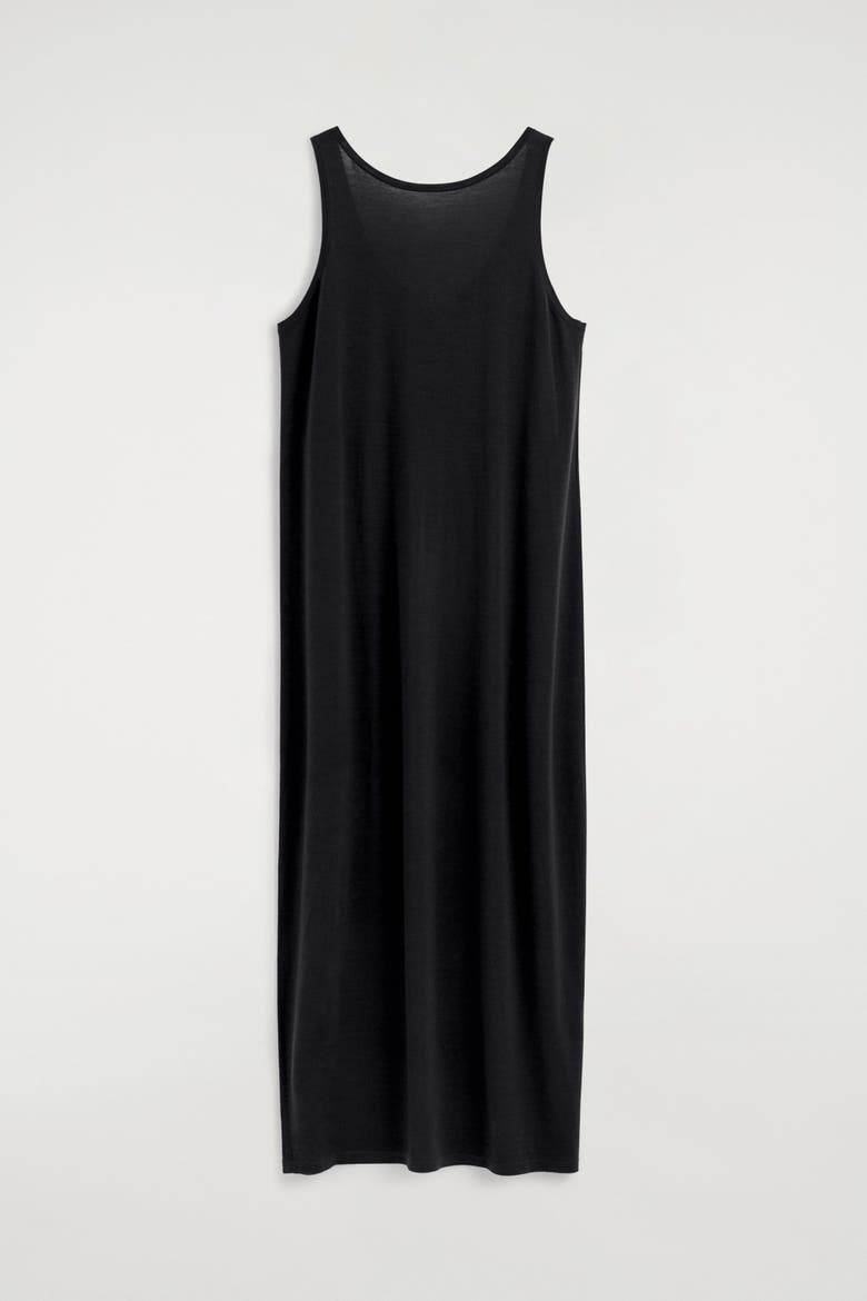Rounded Merino Wool Maxi Dress, Alternate, color, BLACK