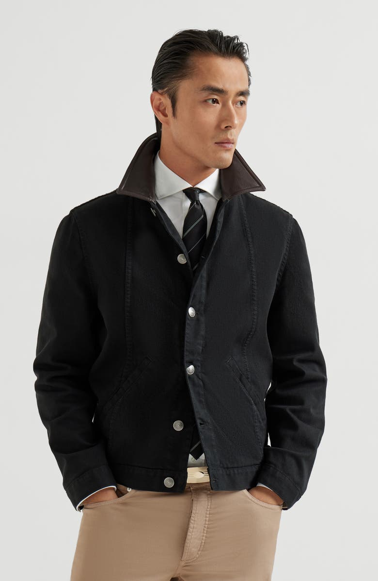 Brunello Cucinelli Garment-dyed outerwear jacket, Main, color, Black