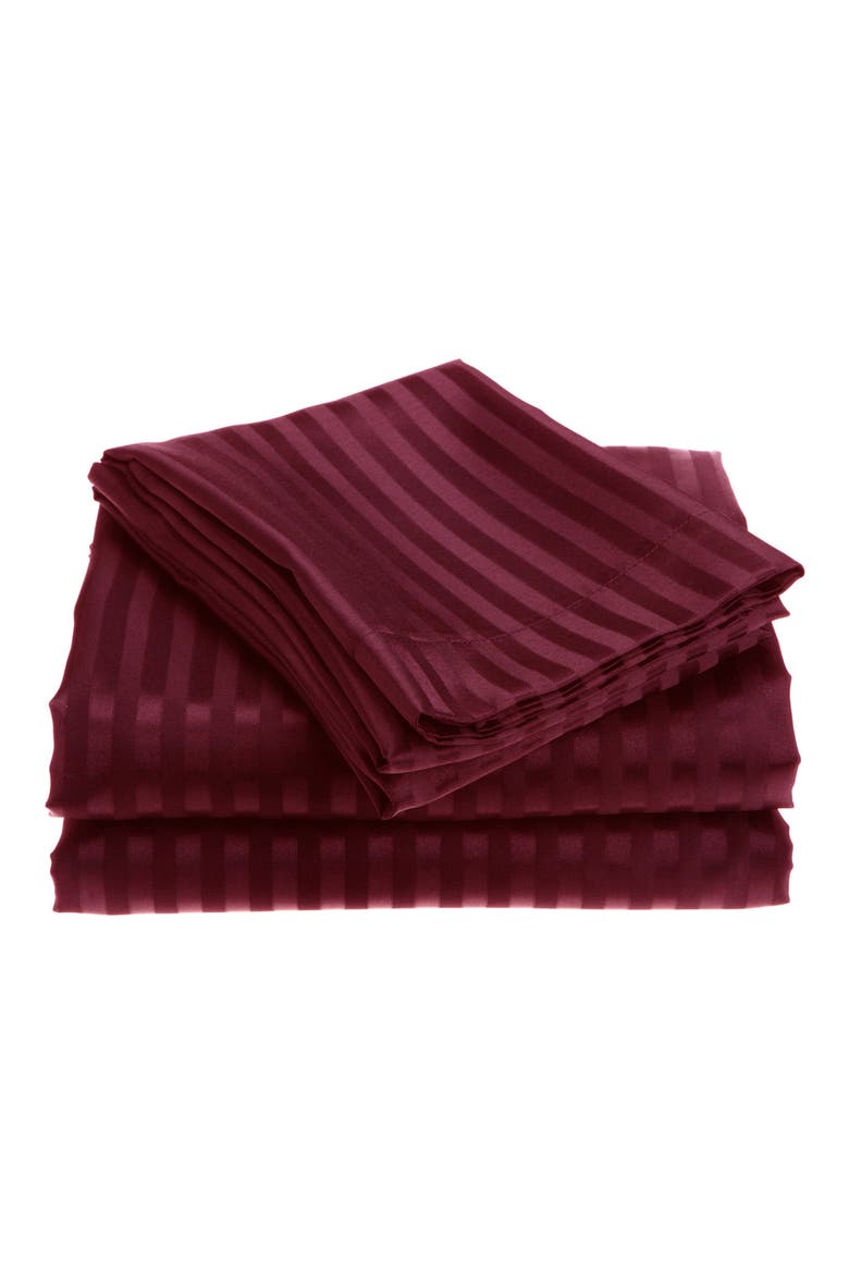 Dobby Stripe Bed Sheet Set, Main, color, BURGUNDY