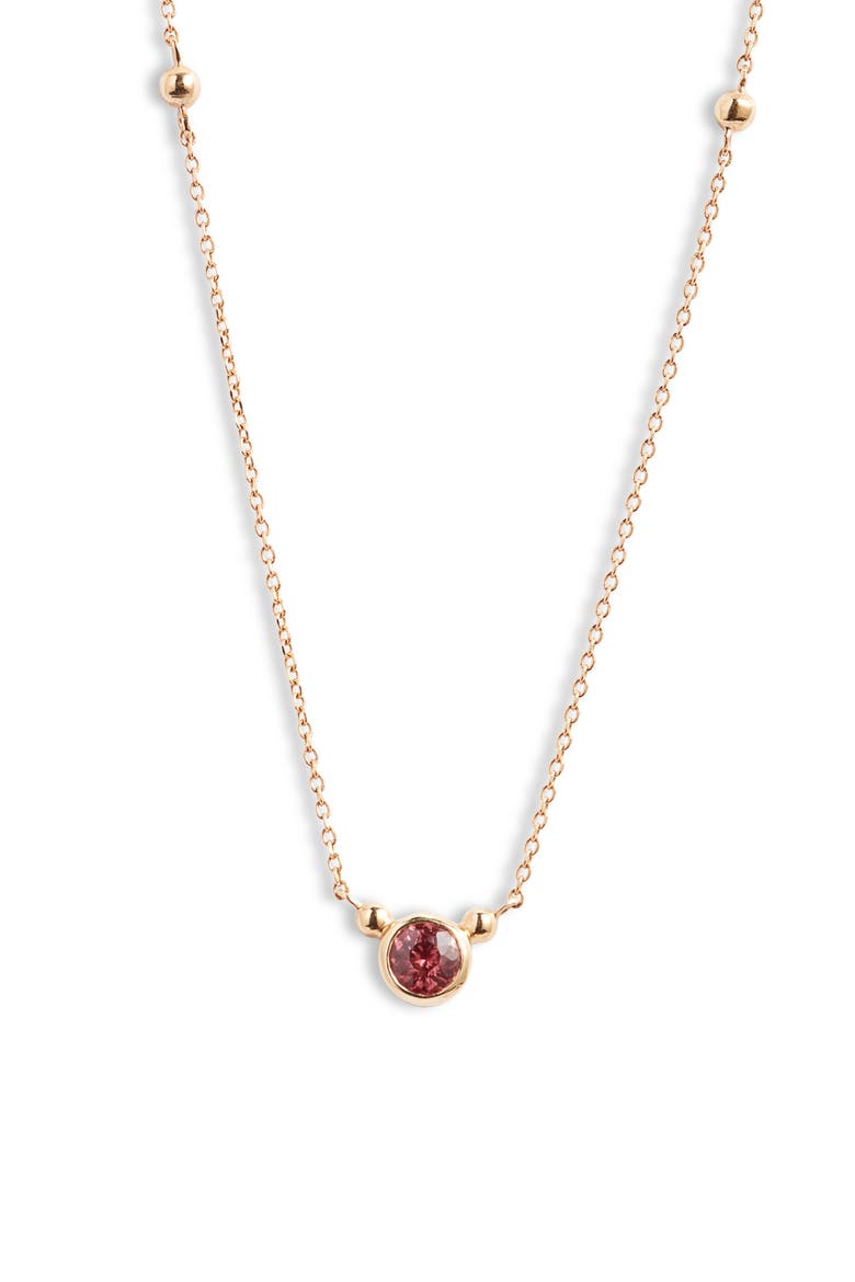 Bonheur Birthstone Pendant Necklace, Main, color, PINK