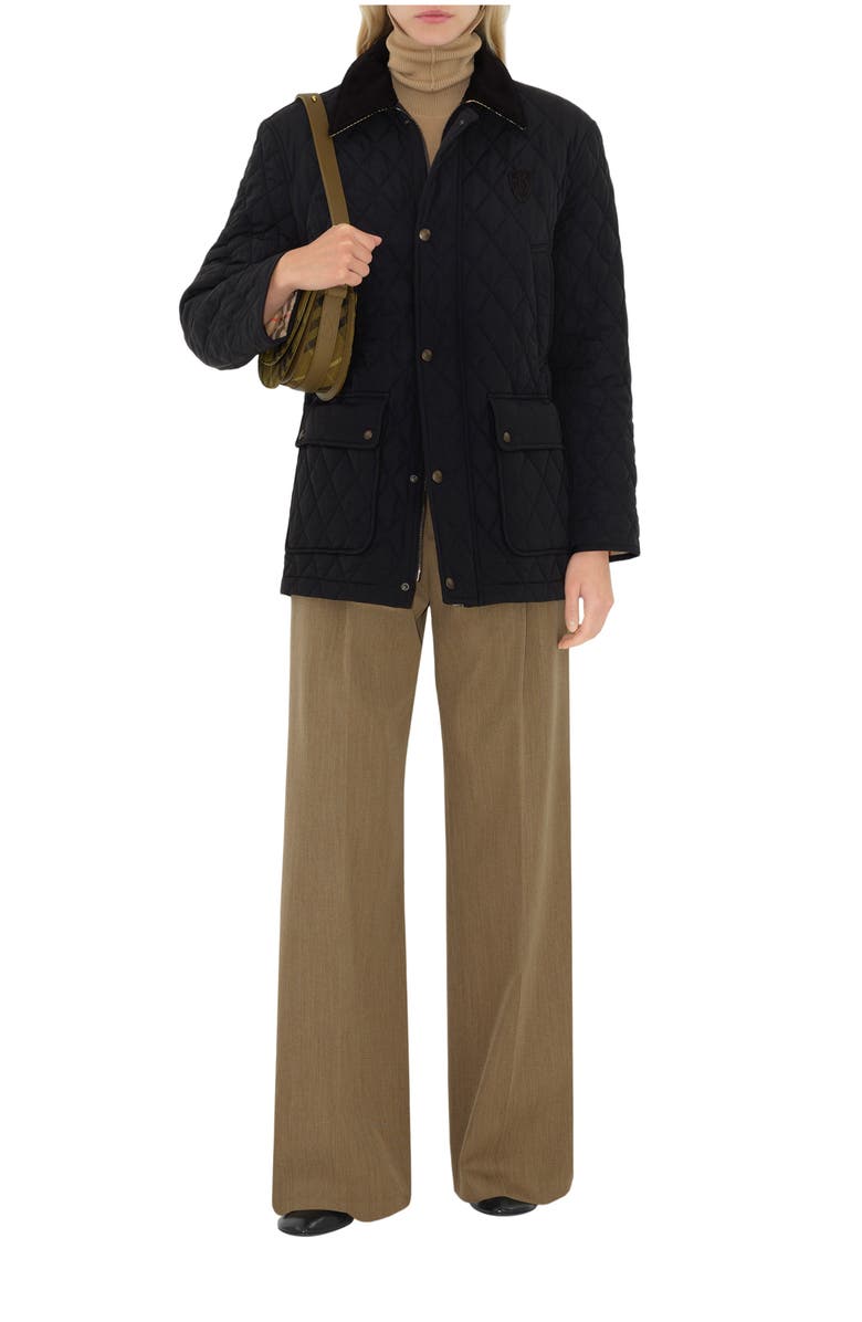 Burberry Quilted Nylon Barn Jacket, Main, color, Black/Sand