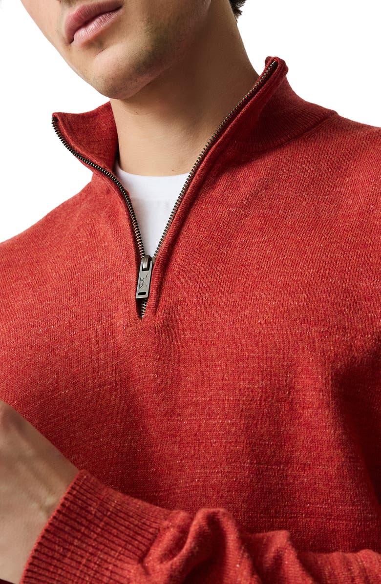 Rodd & Gunn Fortrose Cotton Quarter Zip Sweater, Alternate, color, Brick