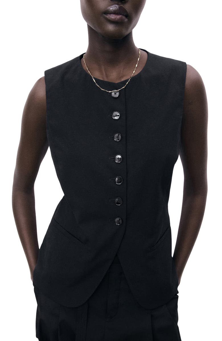 MANGO Greta Waistcoat, Main, color, Black
