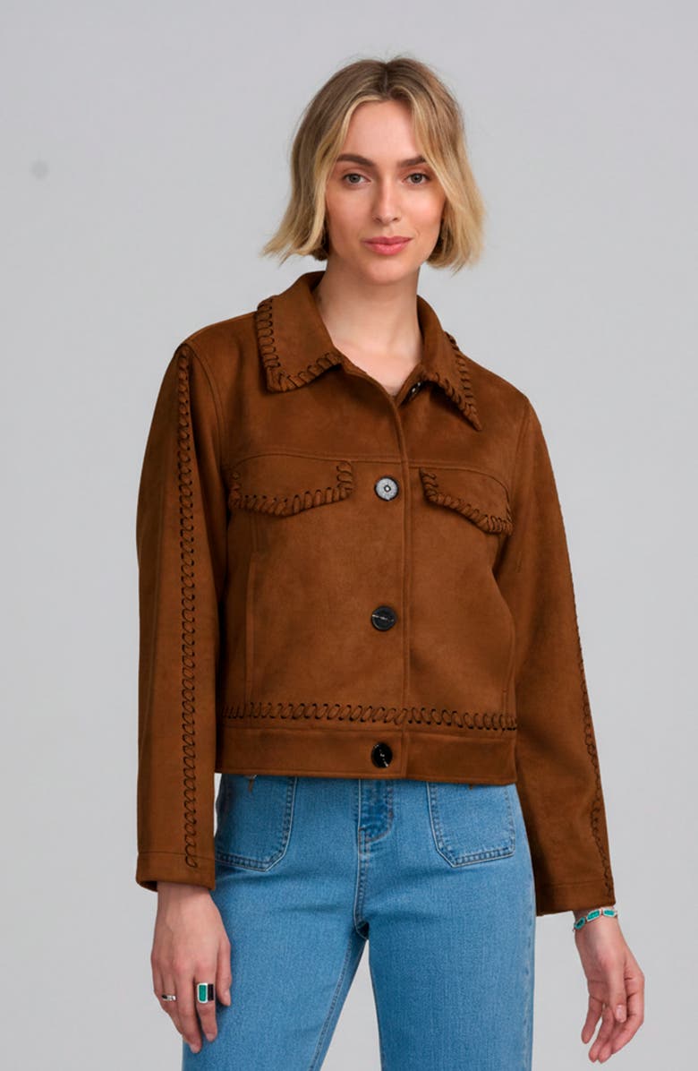 ELLE Collection Faux Suede Jacket, Main, color, Russet