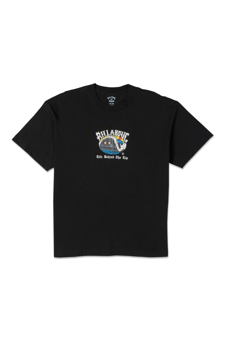 Behind the Lip OG Loose Fit Short Sleeve Performance Rashguard, Alternate, color, BLACK