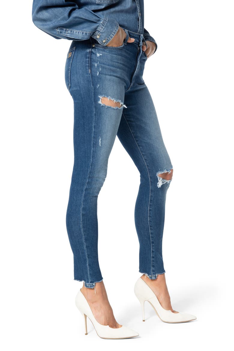 The Charlie Ripped Destroyed Hem Ankle Skinny Jeans, Alternate, color, PEARLA