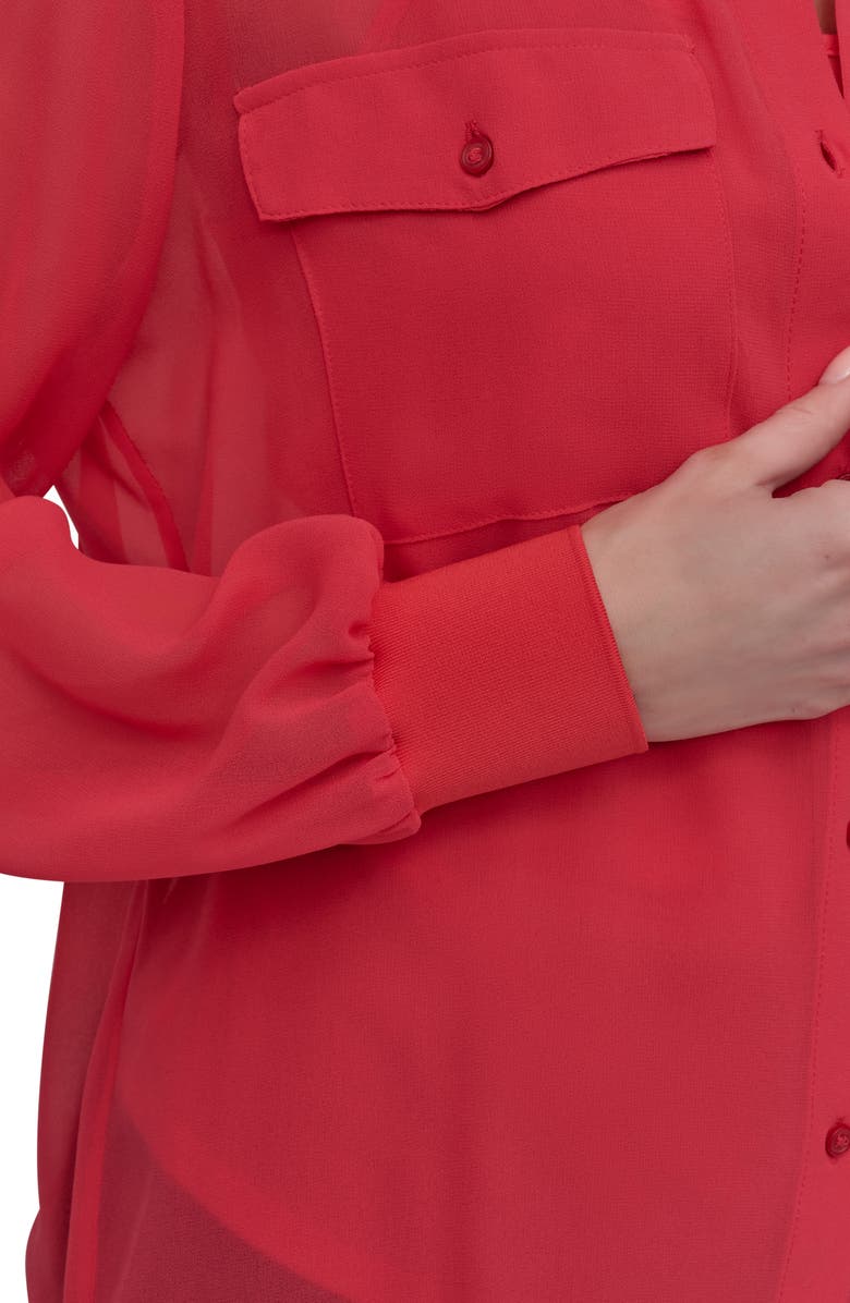 DKNY Chiffon Button-Up Shirt, Alternate, color, Watermln Sugar