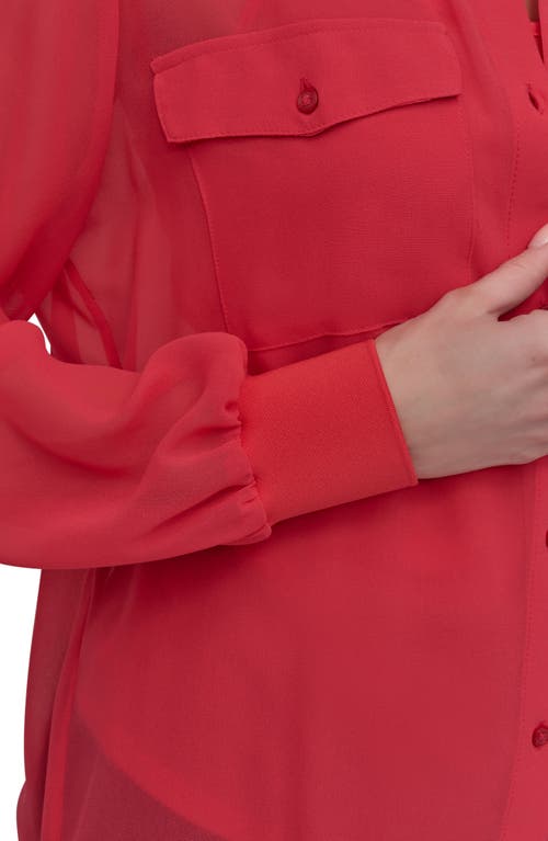Dkny Chiffon Button-up Shirt In Watermln Sugar