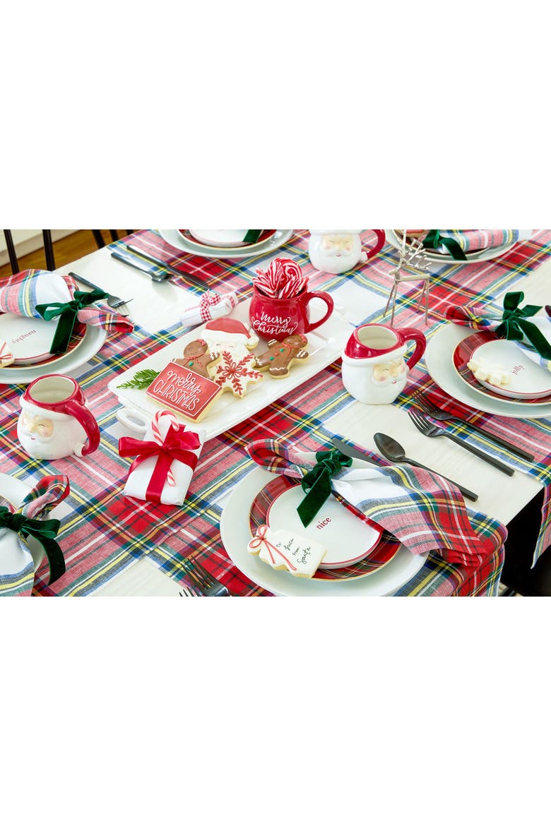Linen Table Runner - Stewart Plaid, Alternate, color, White