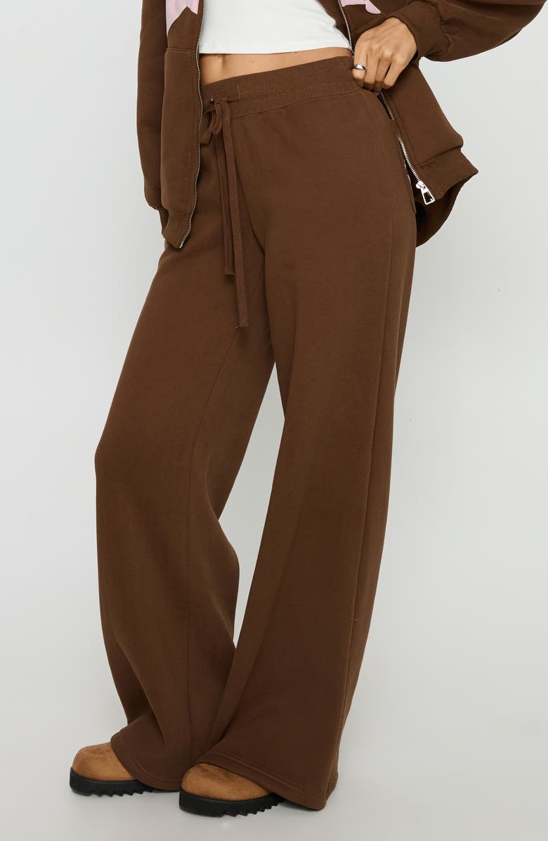 Princess Polly Stargirl Wide Leg Sweatpants, Alternate, color, Brown