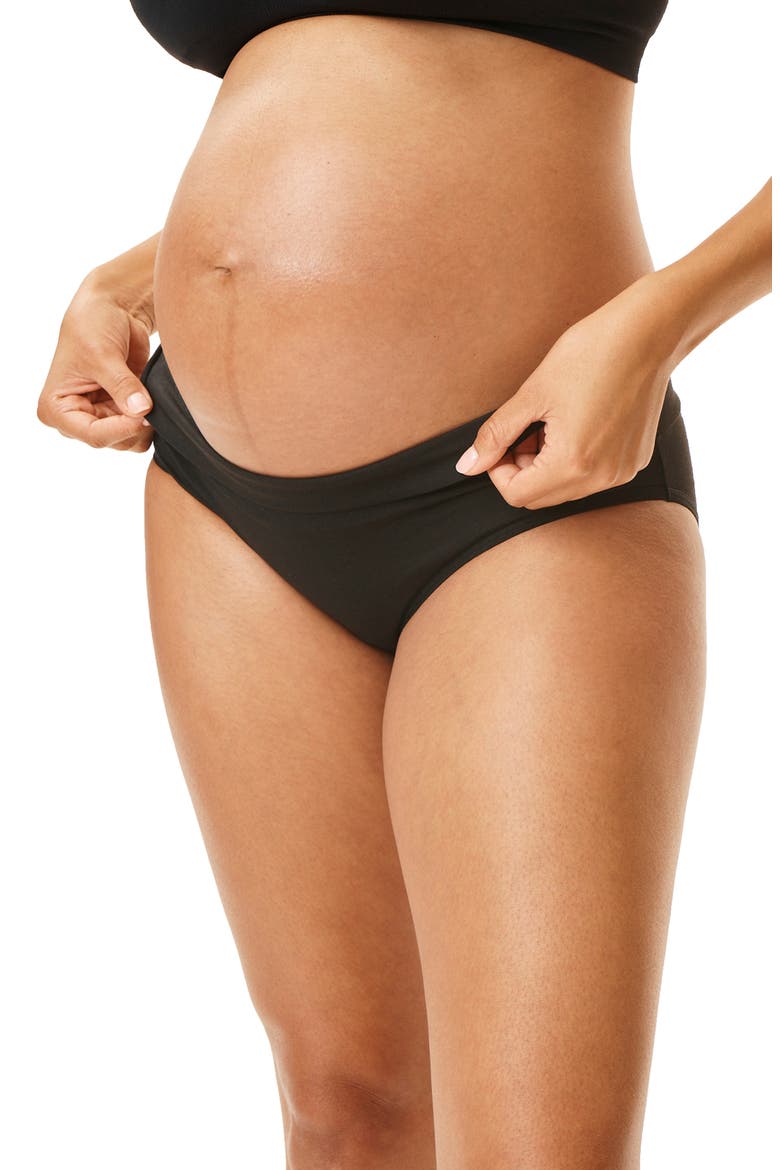Motherhood Women's Maternity Cotton Foldover Waistband Brief Panty, 3-Pack, Alternate, color, Heather Grey/ Nude/Core Black