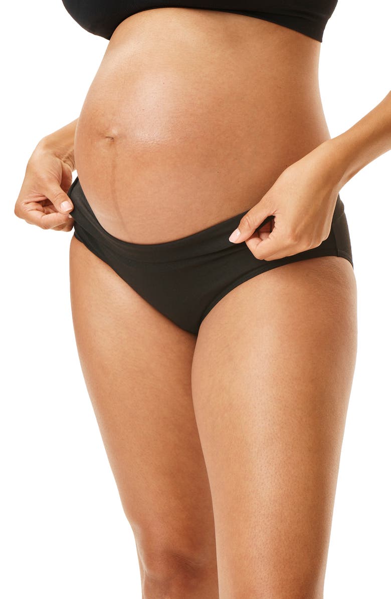 MOTHERHOOD MATERNITY Motherhood Women's Maternity Cotton Foldover Waistband Brief Panty, 3-Pack, Alternate, color, Heather Grey/ Nude/Core Black